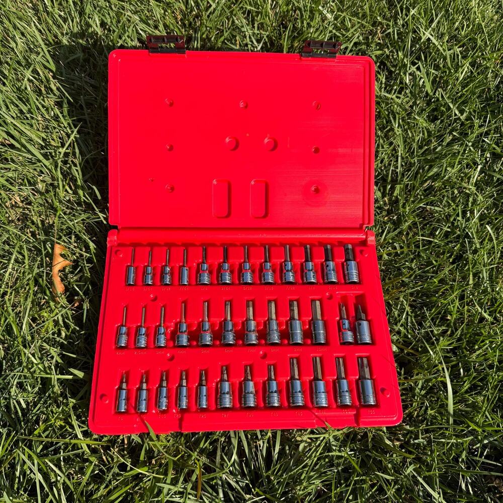 Vintage Snap-on 36 PC Socket Driver Set PB161 Hex Torx Phillips 1/4 and 3/8 Dr.
